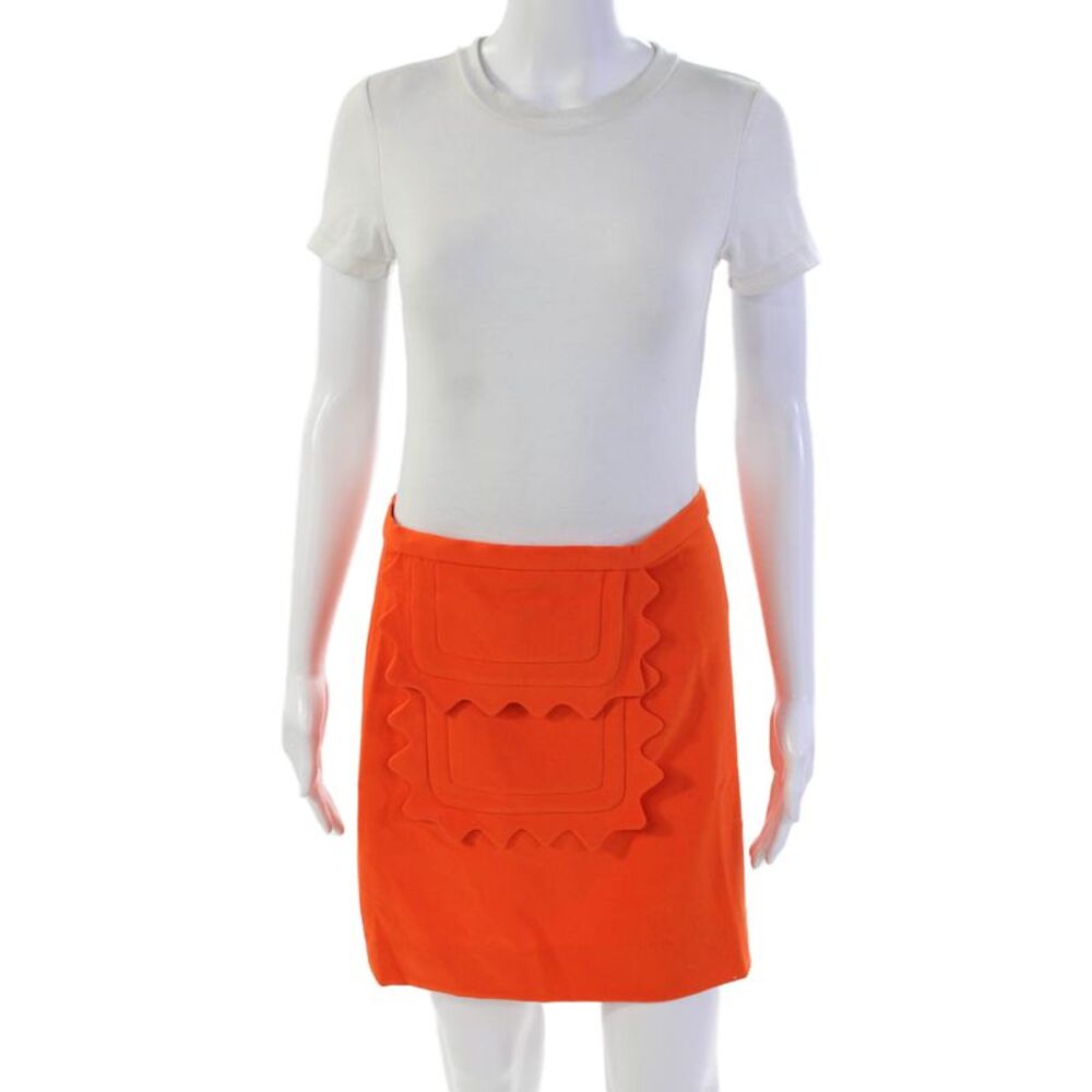 Victoria Beckham For Target Womens One Pocket Zip Up Mini Skirt Orange Size S